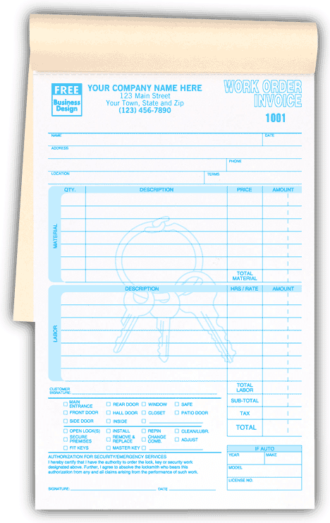 Locksmith Work Service/Order Book