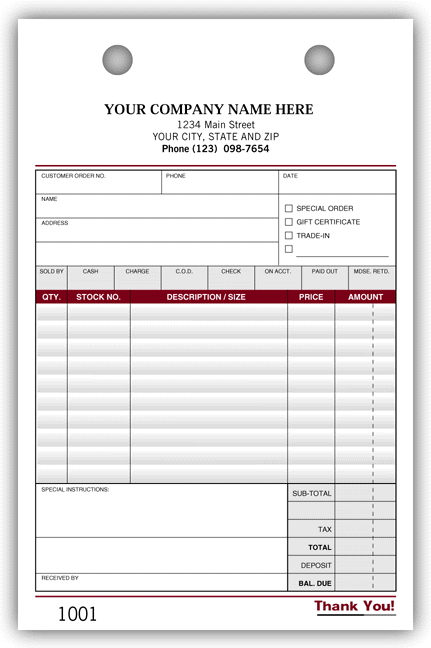 Large Register Forms with Personalized Imprints