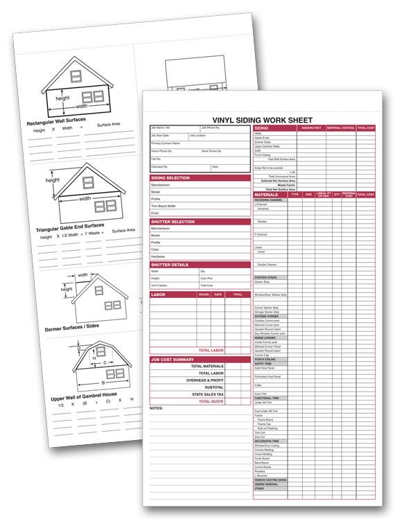 Detailed Sheet for Vinyl and Sliding