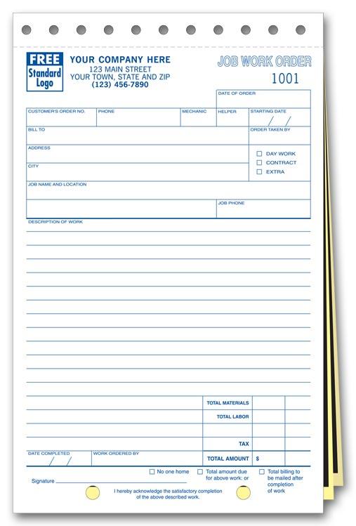 Job Work Orders, Carbon Copy
