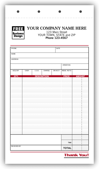 Sales Receipts with Personalized Wording