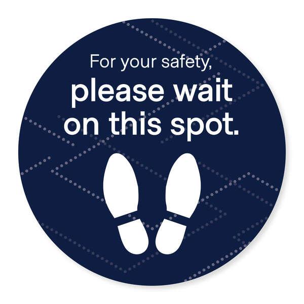 Please Wait Floor Decal 18" Black Pack of 6