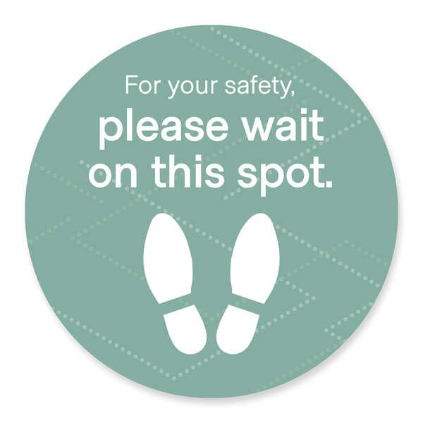 Please Wait Floor Decal 18" Black Pack of 6