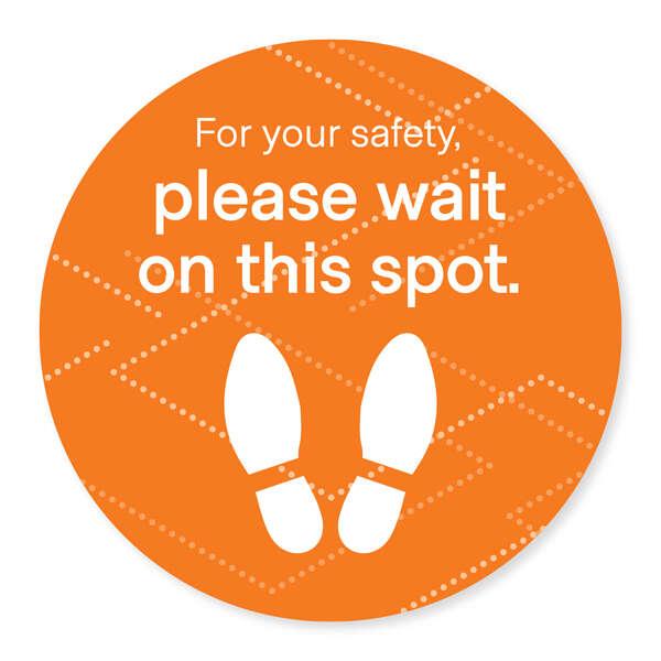 Please Wait Floor Decal 18" Black Pack of 6