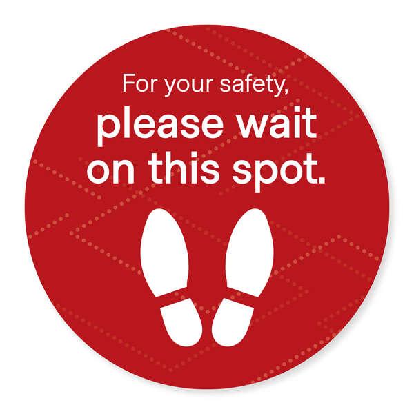 Please Wait Floor Decal 18" Black Pack of 6