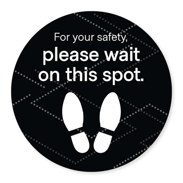 Please Wait Floor Decal 18" Black Pack of 6