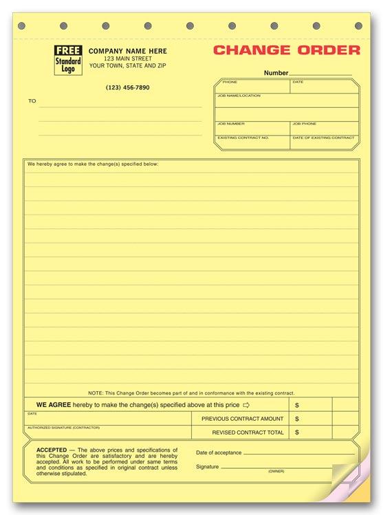 Special Contraction Change Order Forms