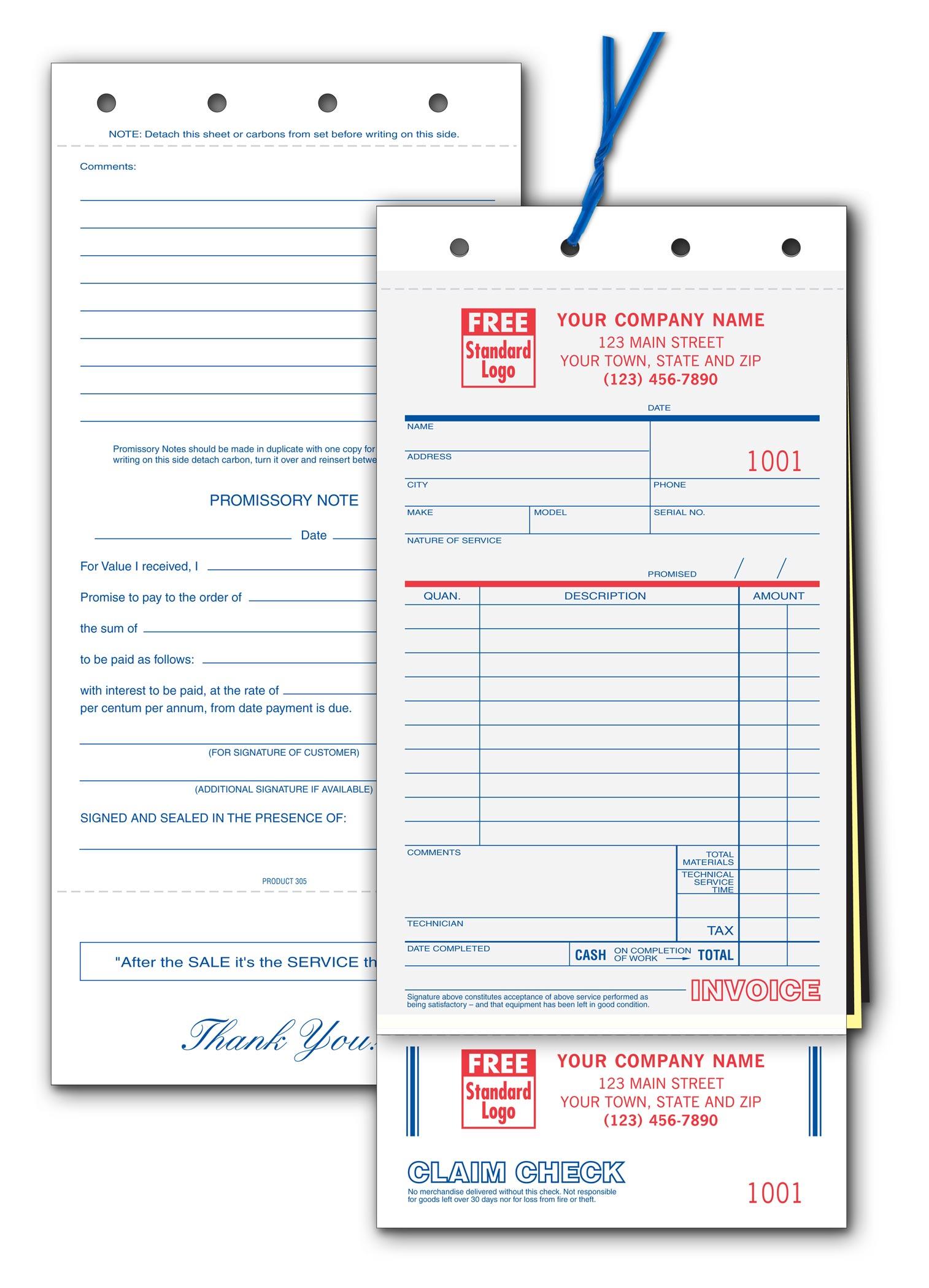 Service Order Forms wth Claim Checks