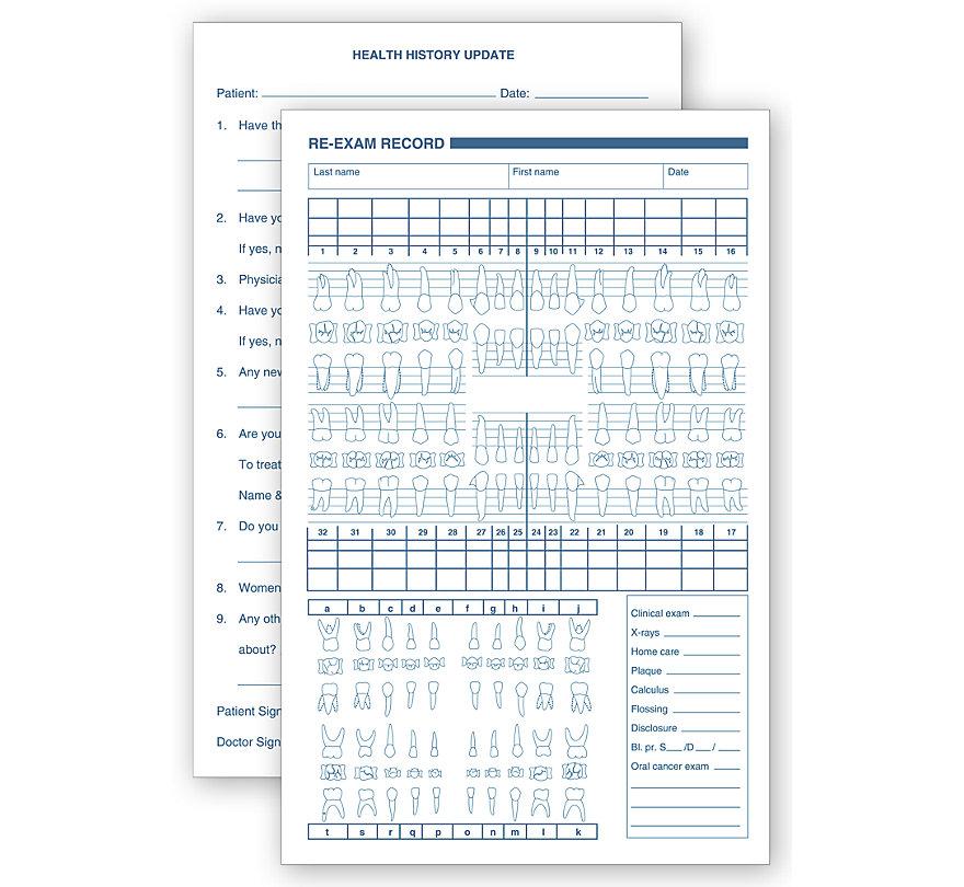 Dental Health History Re Exam Records Primary And Permanent
