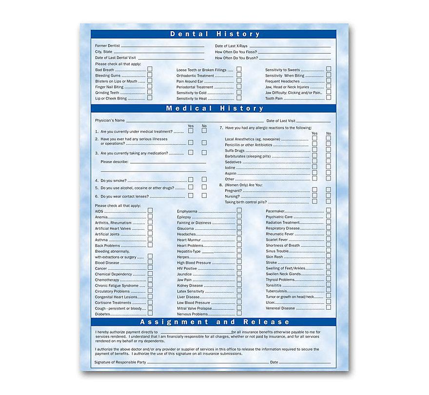 Two Sided Registration & History Form Bright Skies Design