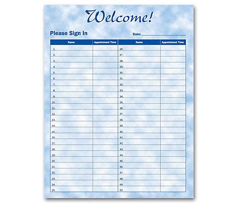 Patient Sign-In Sheet, Bright Skies Design