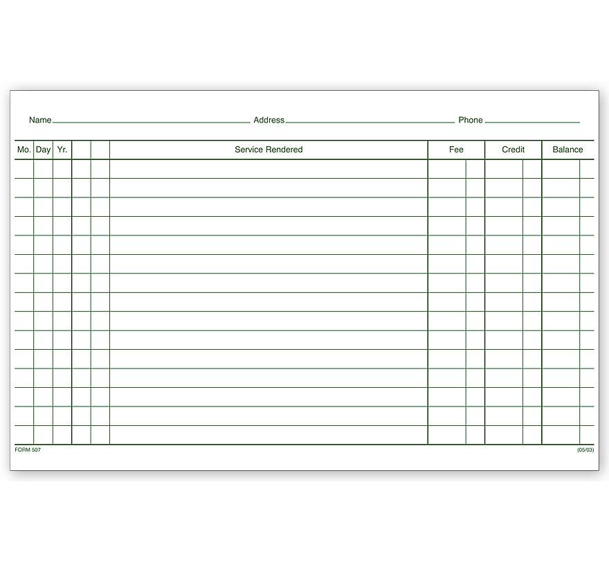 Patient Account Records 2 Sided White Ledger