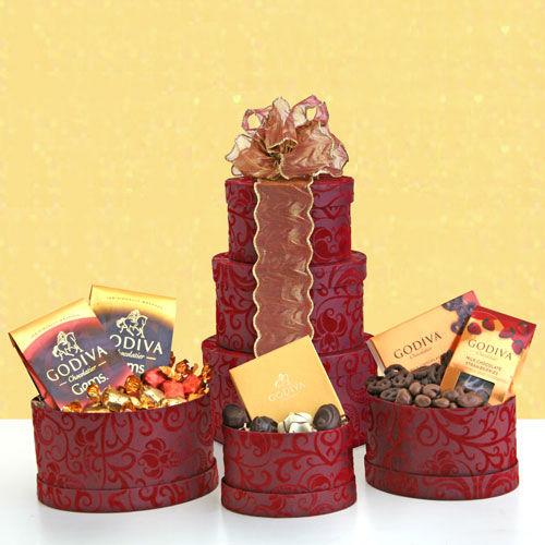 Godiva Red Velvet Holiday Tower