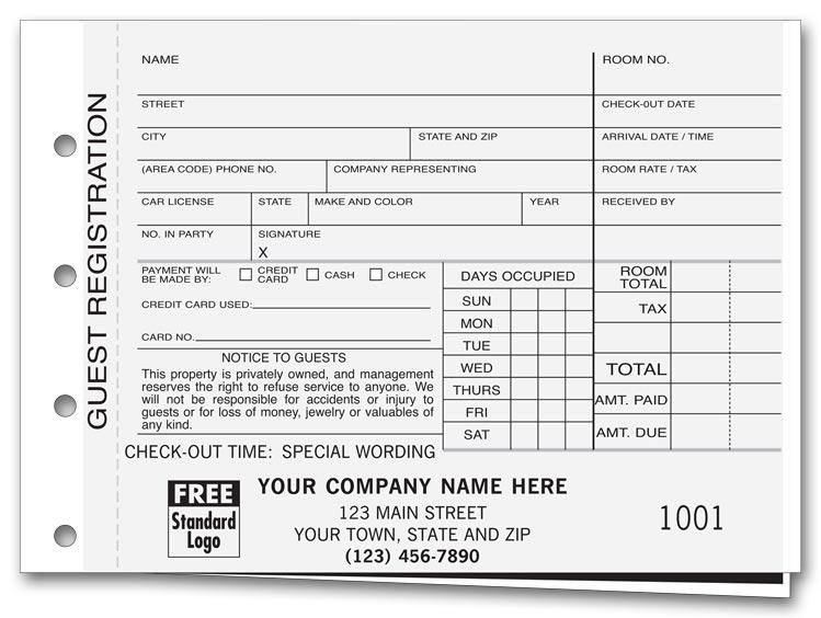 Carbon Copy Hotel Guest Registration Forms