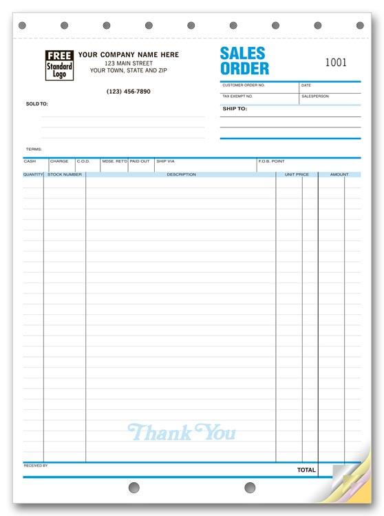 Large Custom Sales Order Forms