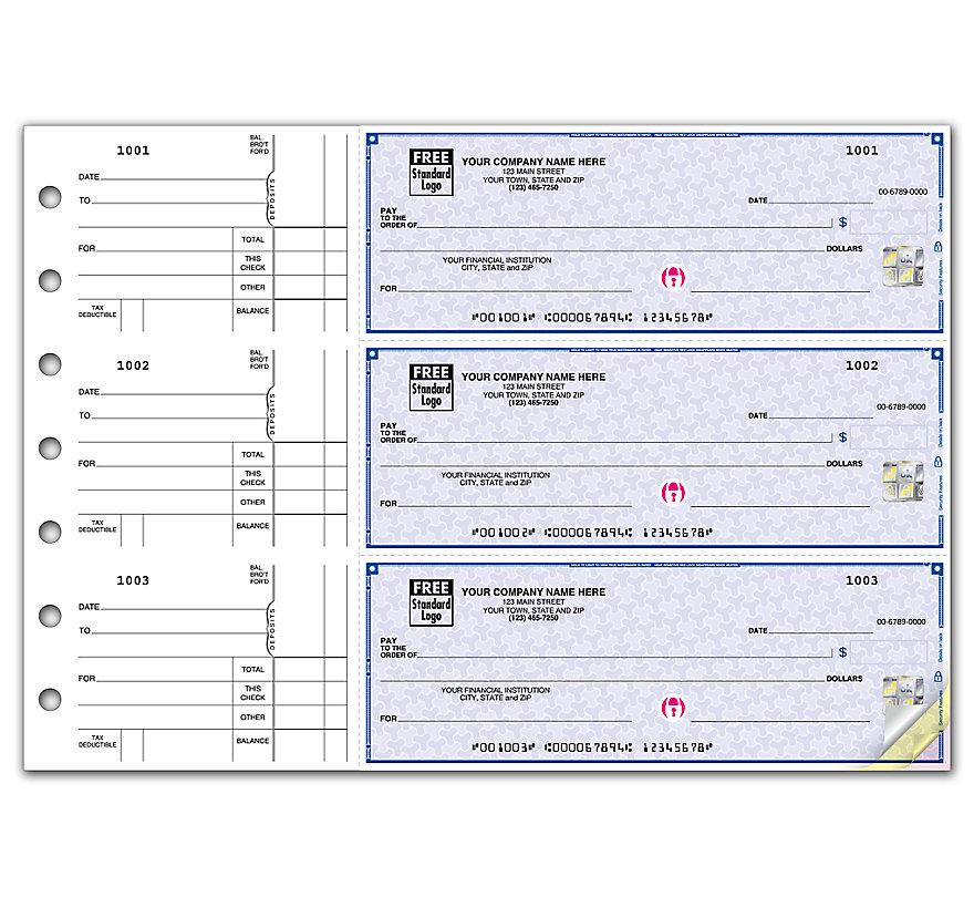 3 On A Page Business Size Checks Side Tear Voucher