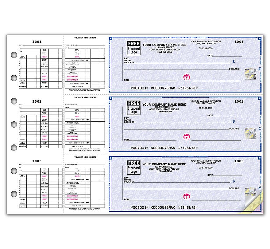 3 On A Page Business Size Checks For Hourly Payroll