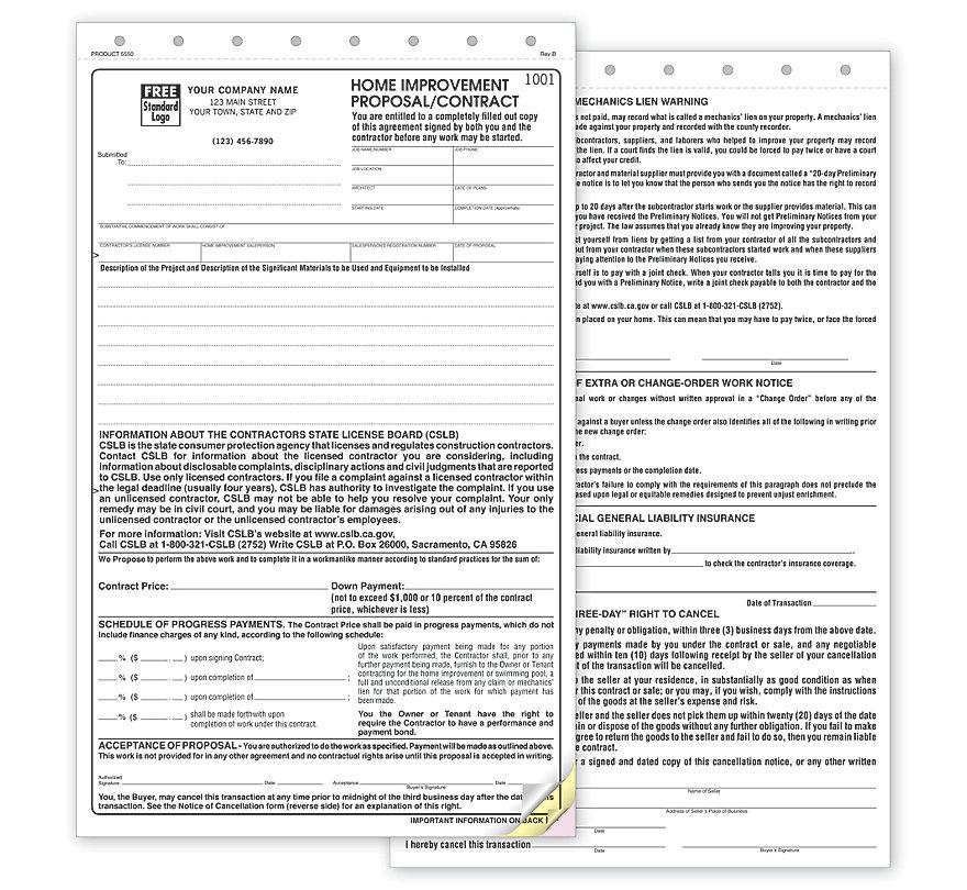 California State Contract Proposal Forms