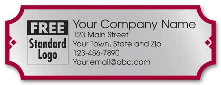 Customized Rectangular Poly Labels in Silver/Red Design