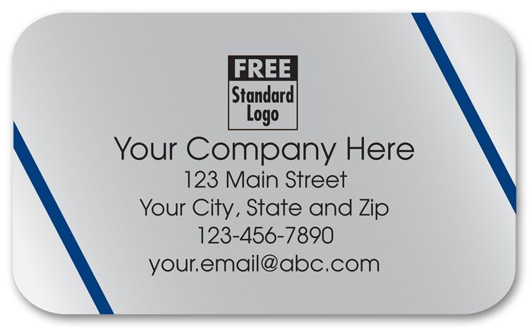 Labels on Silver Poly with Blue Lines