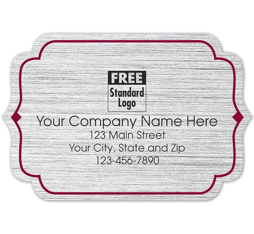 Bracket Label On Brushed Silver Poly W/Red Trim