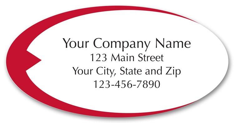 Preprinted Poly Labels with Red Swish Design