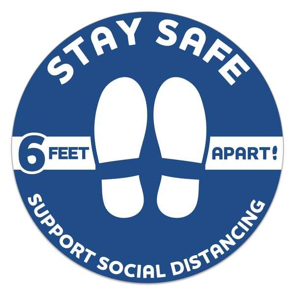 Stay Safe Circle Floor Decal 12" Dia Pack of 6