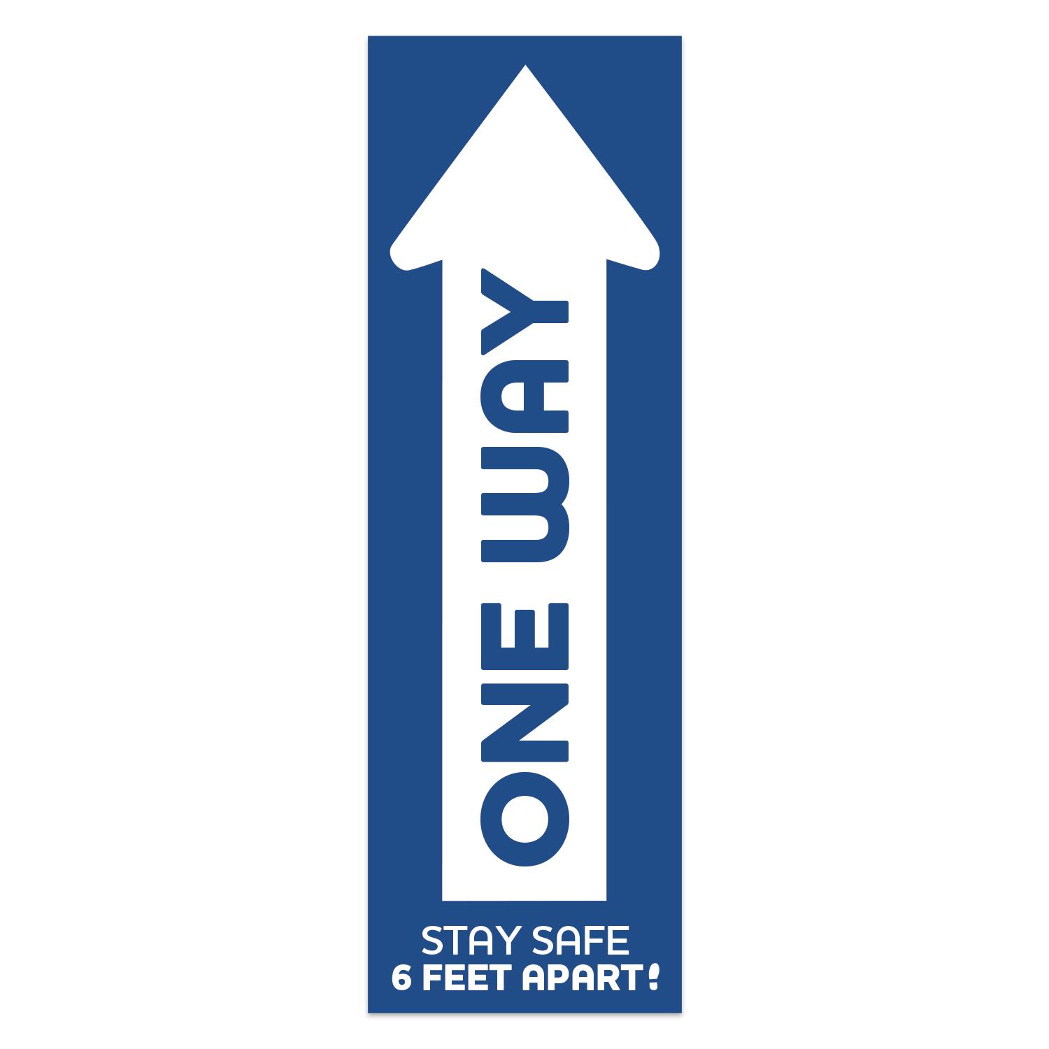 "One Way" Stay Safe Floor Arrow 22" x 7" Pack of 6