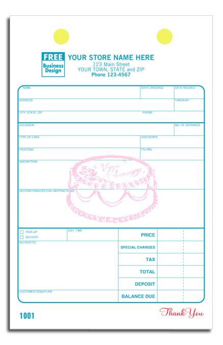 Bakery Goods Custom Register Forms