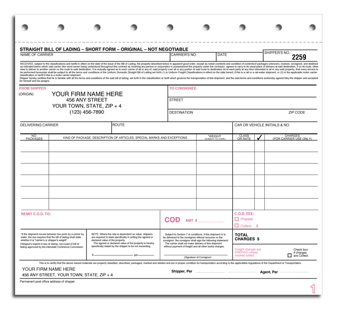 Bill of Lading Forms