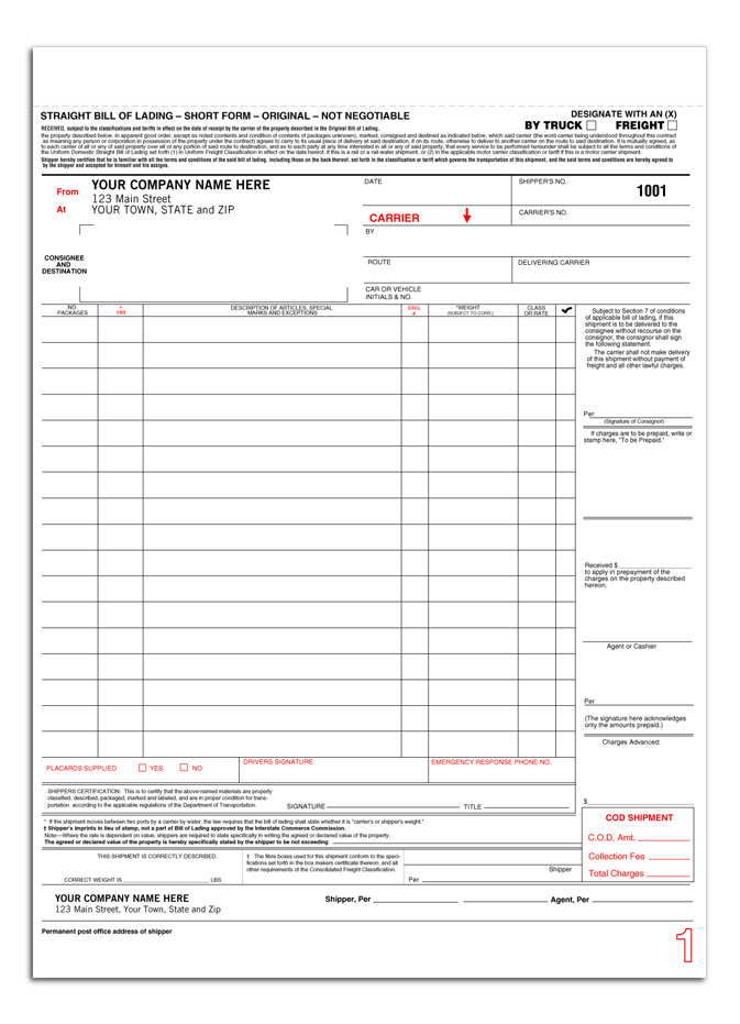Straight Bill of Ladings