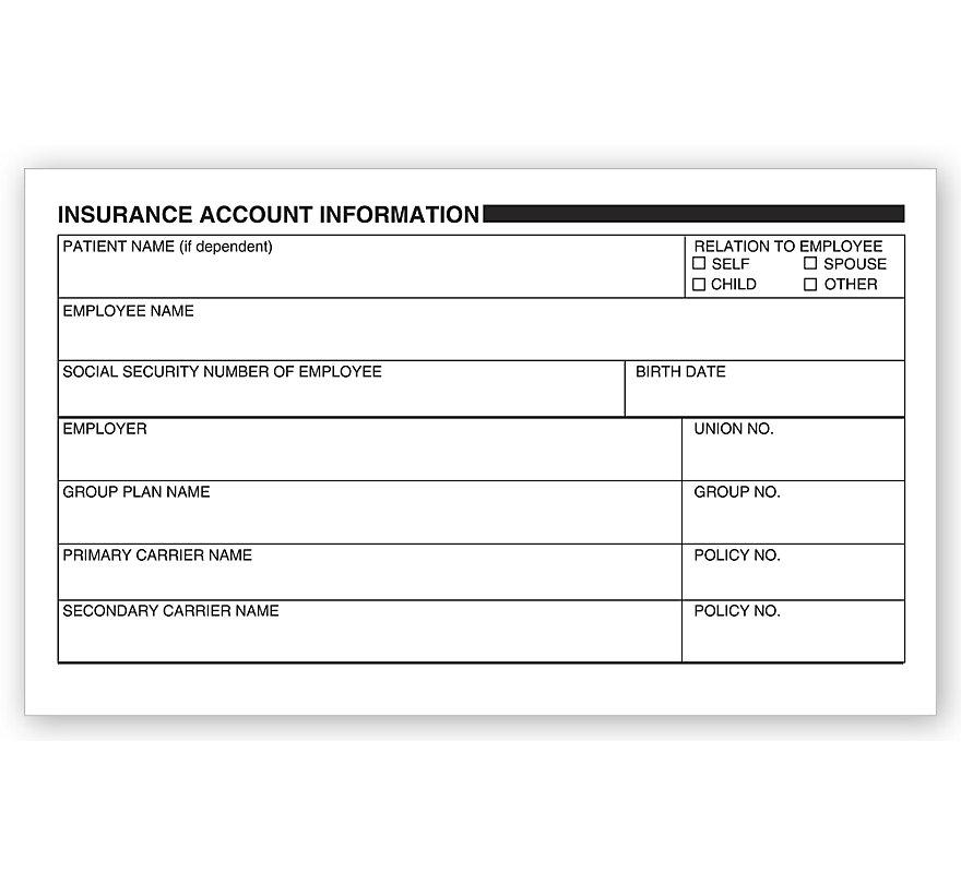 Patient Insurance Account Information Labels
