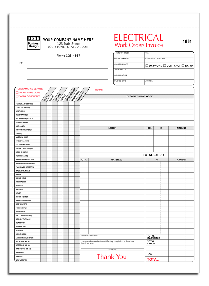 Custom Designed Electrical Forms