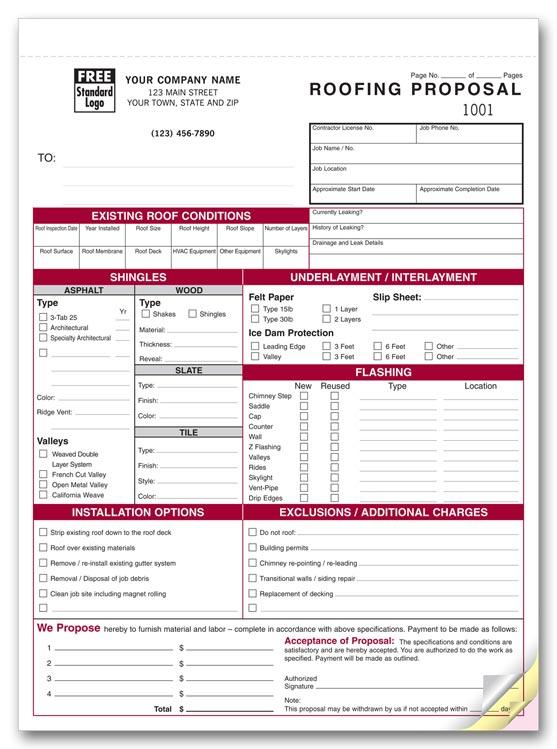Detailed Roofing Proposal Forms