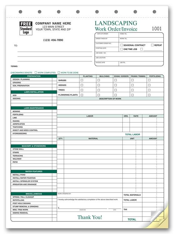 Landscaping Work Order Forms