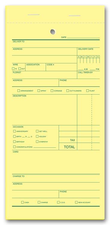 Florist Sales Order Forms, Padded