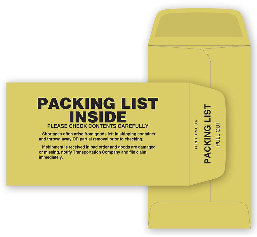 Packing List Envelope