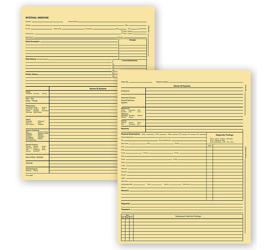 Internal Medicine Exam Records 2 Page Letter Buff