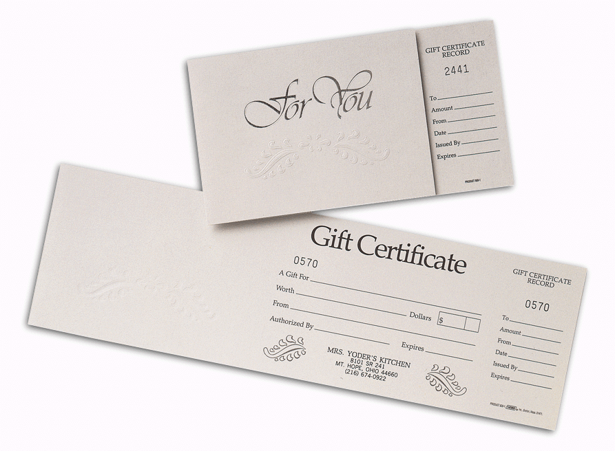 Customized Gift Certificate Forms