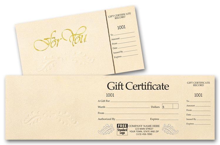 Custom Pre Printed Gift Certificates