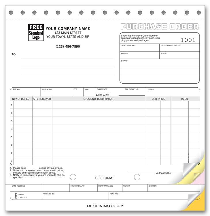 Purchase Order Forms with Receiving Report