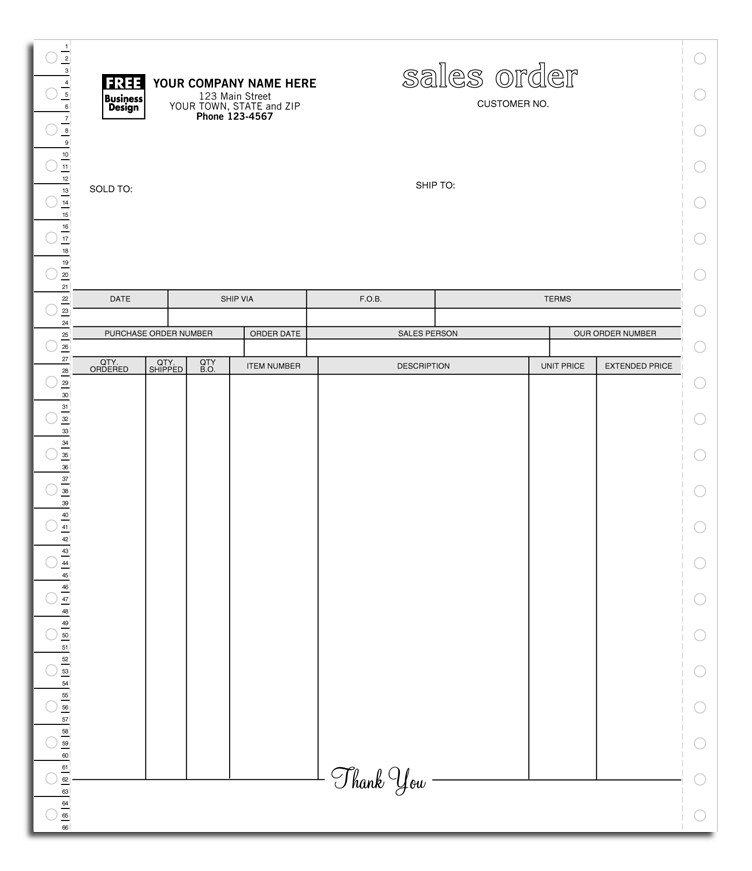 Continuous Sales Order Form