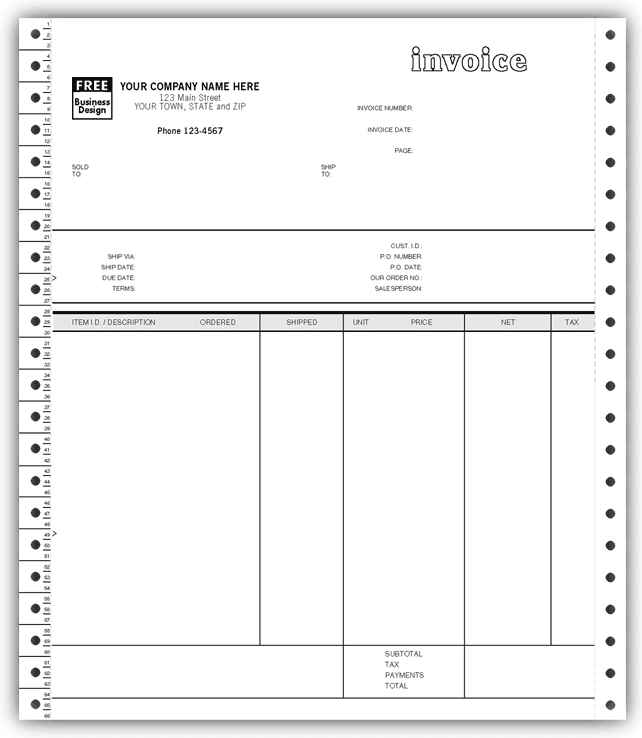 General Continuous Invoice for Peachtree