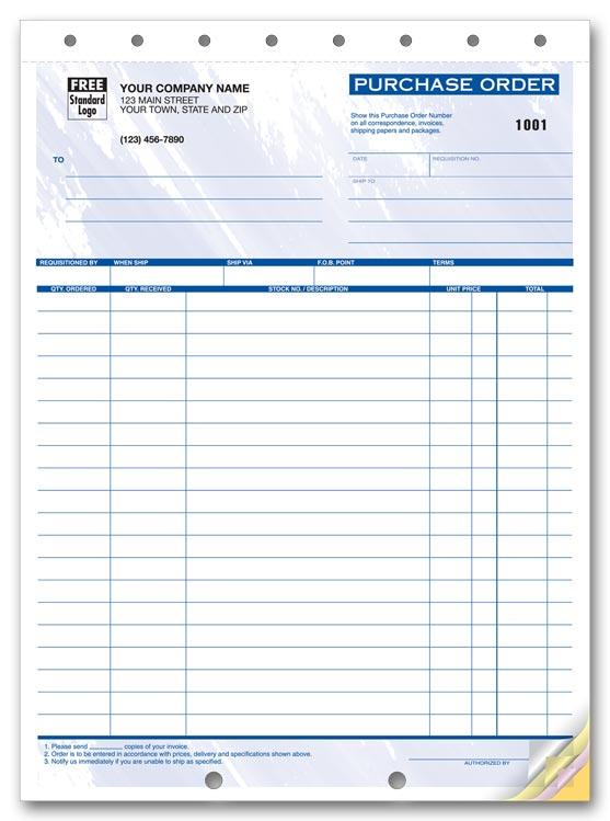 Colored Business Purchase Order Forms
