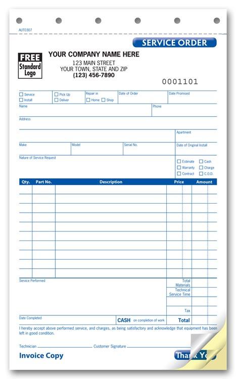 Carbonless Auto Service Order Forms