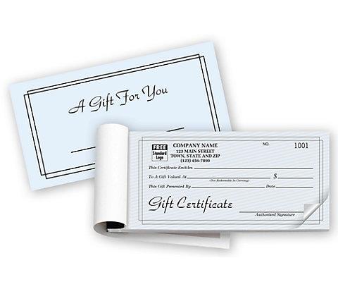 Contemporary Gift Certificates, Booked, Carbonless