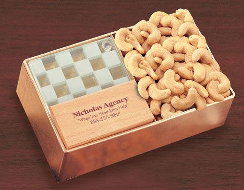 C102 , SAVE 40% - Four Piece Glass Coaster Set with Extra Fancy Jumbo Cashews