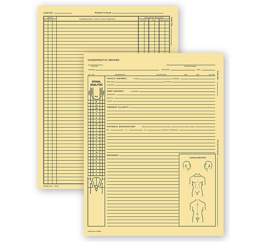 Chiropractic Exam Records Spinal Diagram Card File Fold