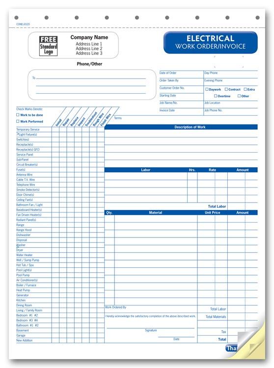Electrical Work Orders Forms