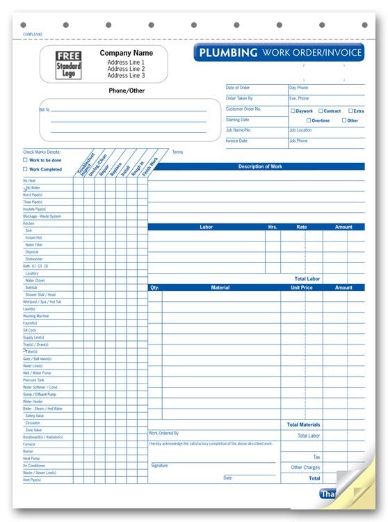 Plumbing Invoices with Checklist